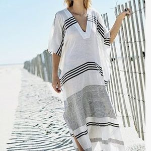 Black and White Stripe Bohemian Beach Cover Up